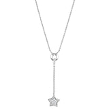 Rhodium Brass Necklace with AAA Grade CZ  in Clear