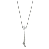 Rhodium Brass Necklace with AAA Grade CZ  in Clear