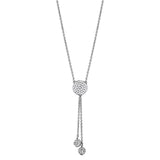 Rhodium Brass Necklace with AAA Grade CZ  in Clear