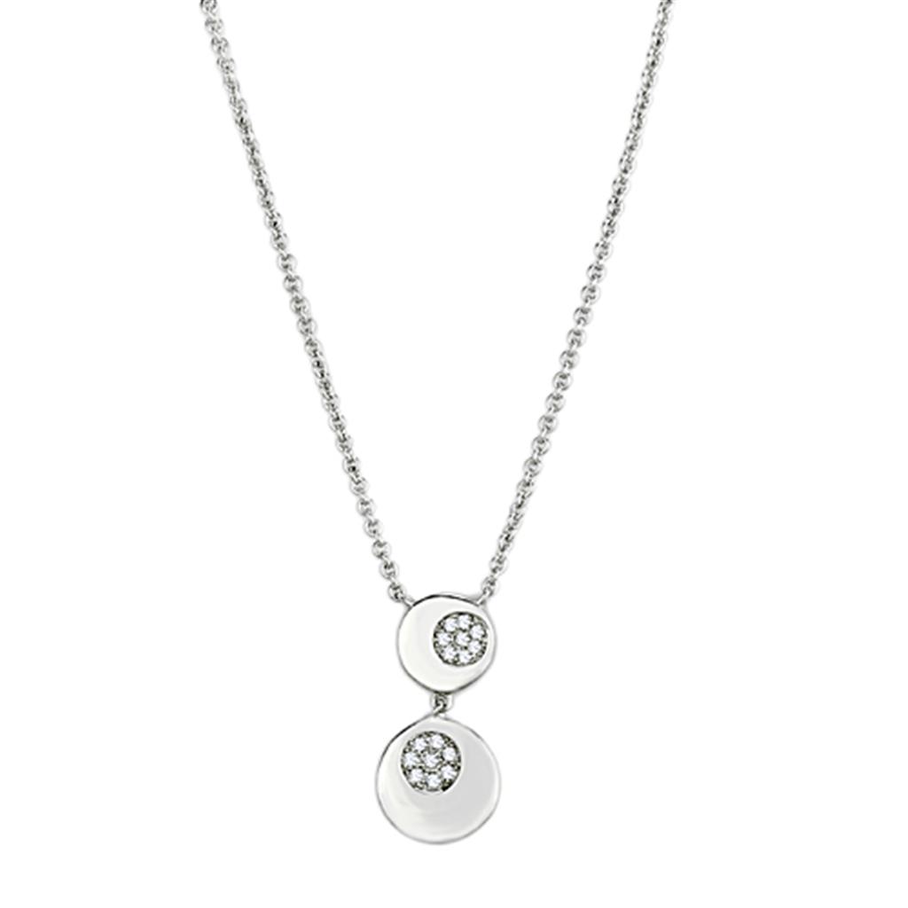 Rhodium Brass Necklace with AAA Grade CZ  in Clear
