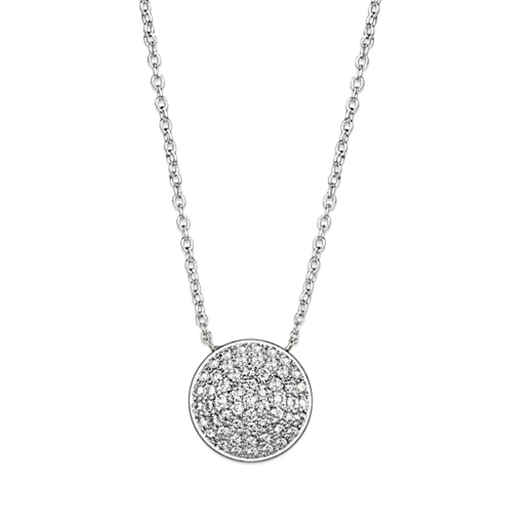 Rhodium Brass Necklace with AAA Grade CZ  in Clear