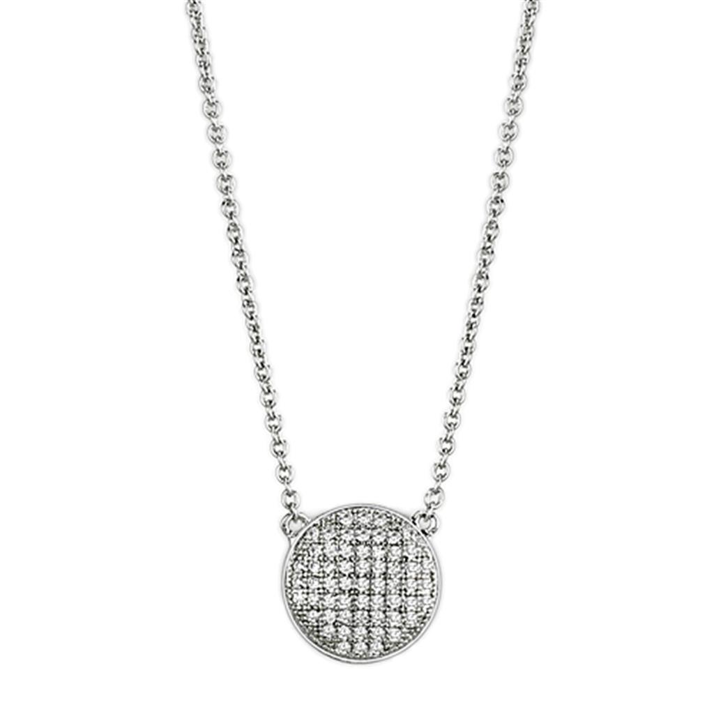 Rhodium Brass Necklace with AAA Grade CZ  in Clear
