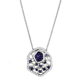 Rhodium + Ruthenium Brass Necklace with AAA Grade CZ  in Amethyst