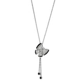 Rhodium + Ruthenium Brass Necklace with AAA Grade CZ  in Black Diamond