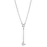 Rhodium Brass Necklace with AAA Grade CZ  in Clear