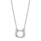 Rhodium Brass Necklace with AAA Grade CZ  in Clear