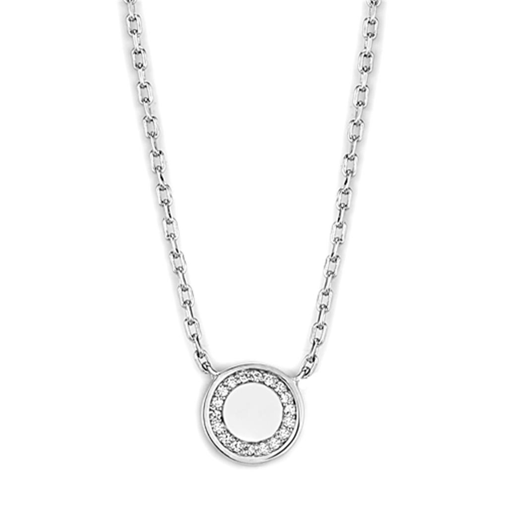 Rhodium Brass Necklace with AAA Grade CZ  in Clear