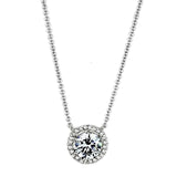 Rhodium Brass Necklace with AAA Grade CZ  in Clear