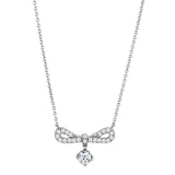 Rhodium Brass Necklace with AAA Grade CZ  in Clear