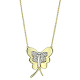 Gold+Rhodium Brass Necklace with AAA Grade CZ  in Clear