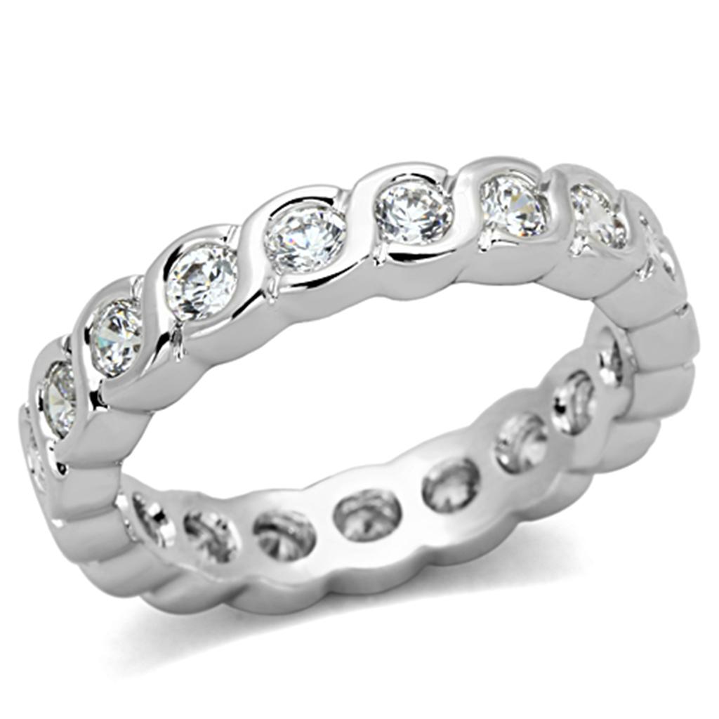 Rhodium Brass Ring with AAA Grade CZ  in Clear
