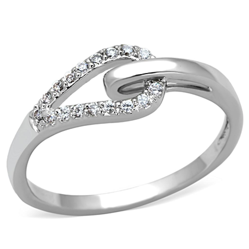 Rhodium Brass Ring with AAA Grade CZ  in Clear