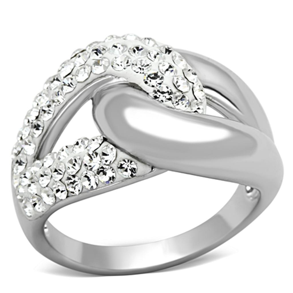 Rhodium Brass Ring with Top Grade Crystal  in Clear