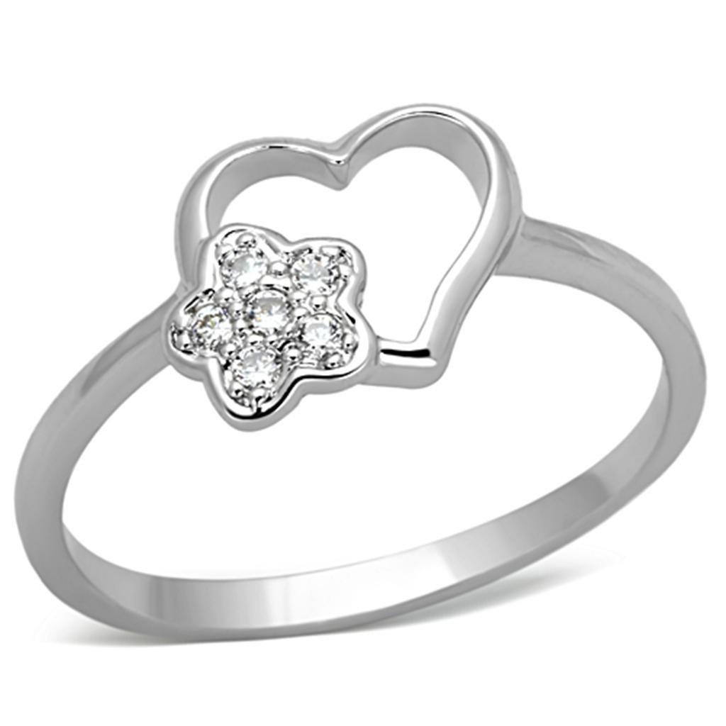 Rhodium Brass Ring with AAA Grade CZ  in Clear