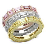 Tricolor Brass Ring with AAA Grade CZ  in Multi Color