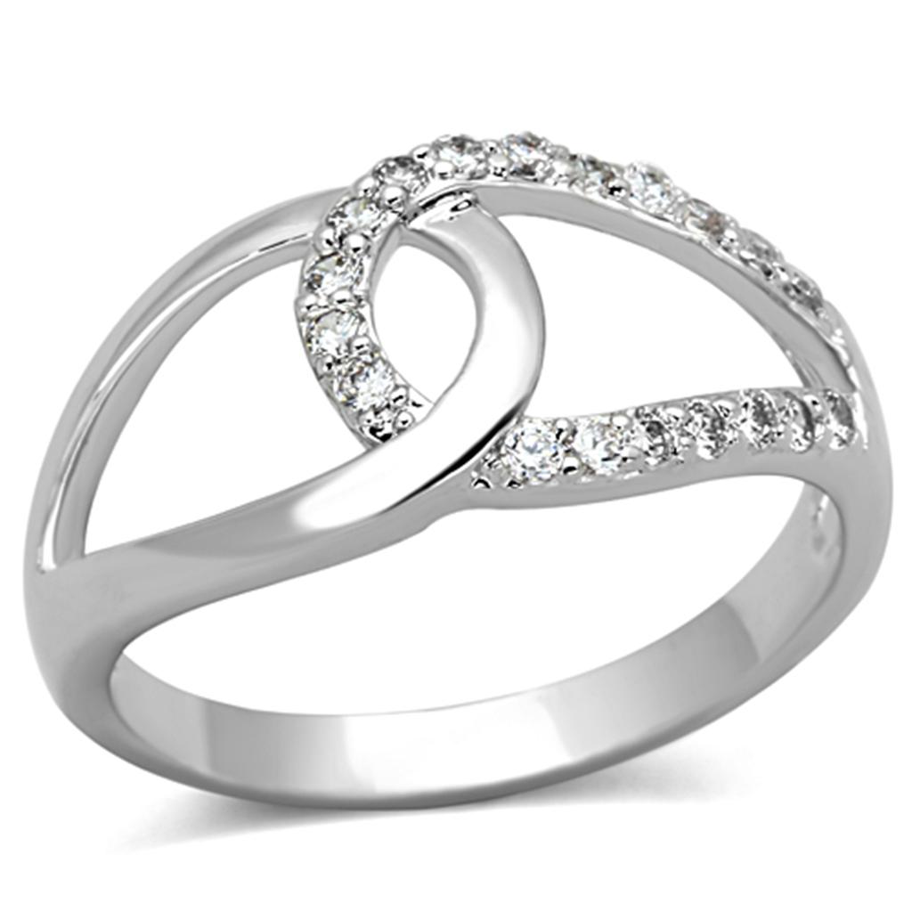 Rhodium Brass Ring with AAA Grade CZ  in Clear