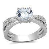 Rhodium Brass Ring with AAA Grade CZ  in Clear