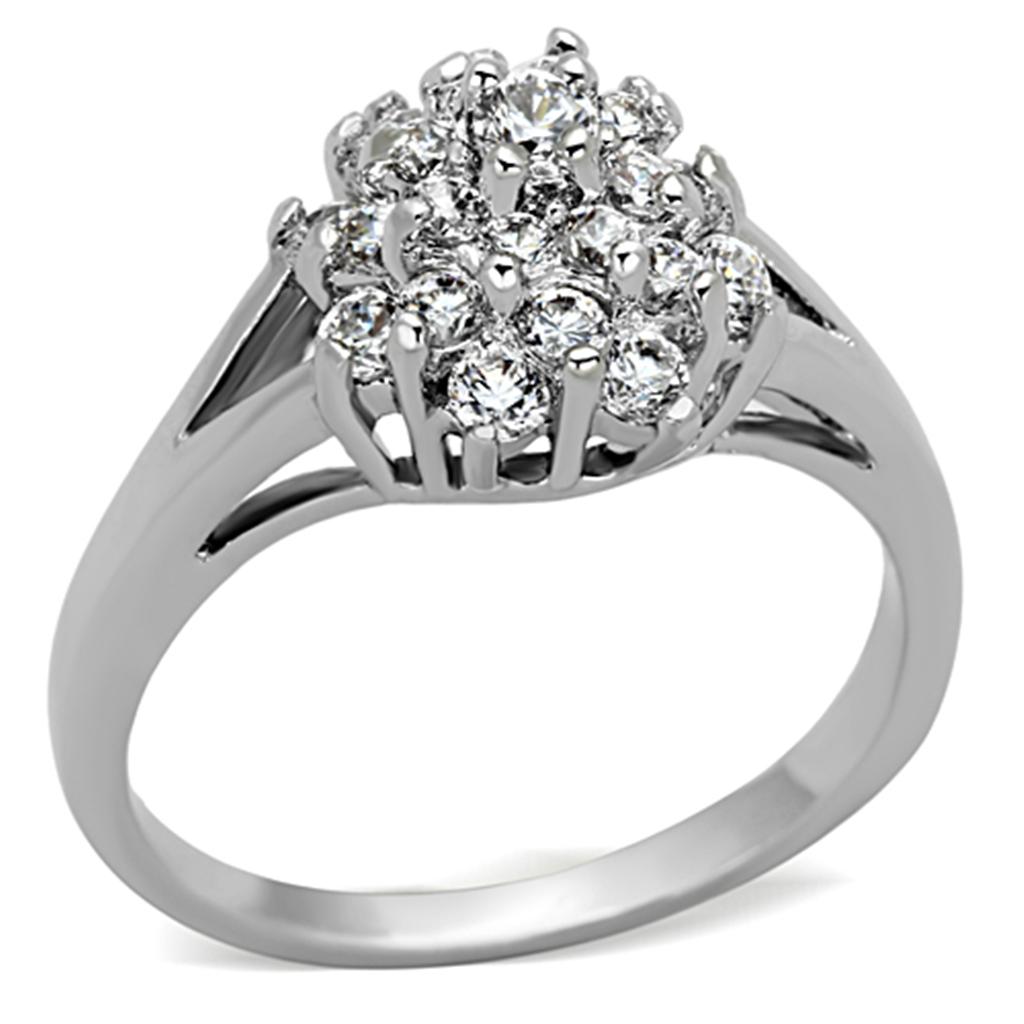 Rhodium Brass Ring with AAA Grade CZ  in Clear