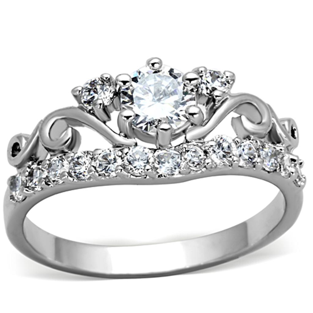 Rhodium Brass Ring with Top Grade Crystal  in Clear