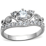 Rhodium Brass Ring with Top Grade Crystal  in Clear