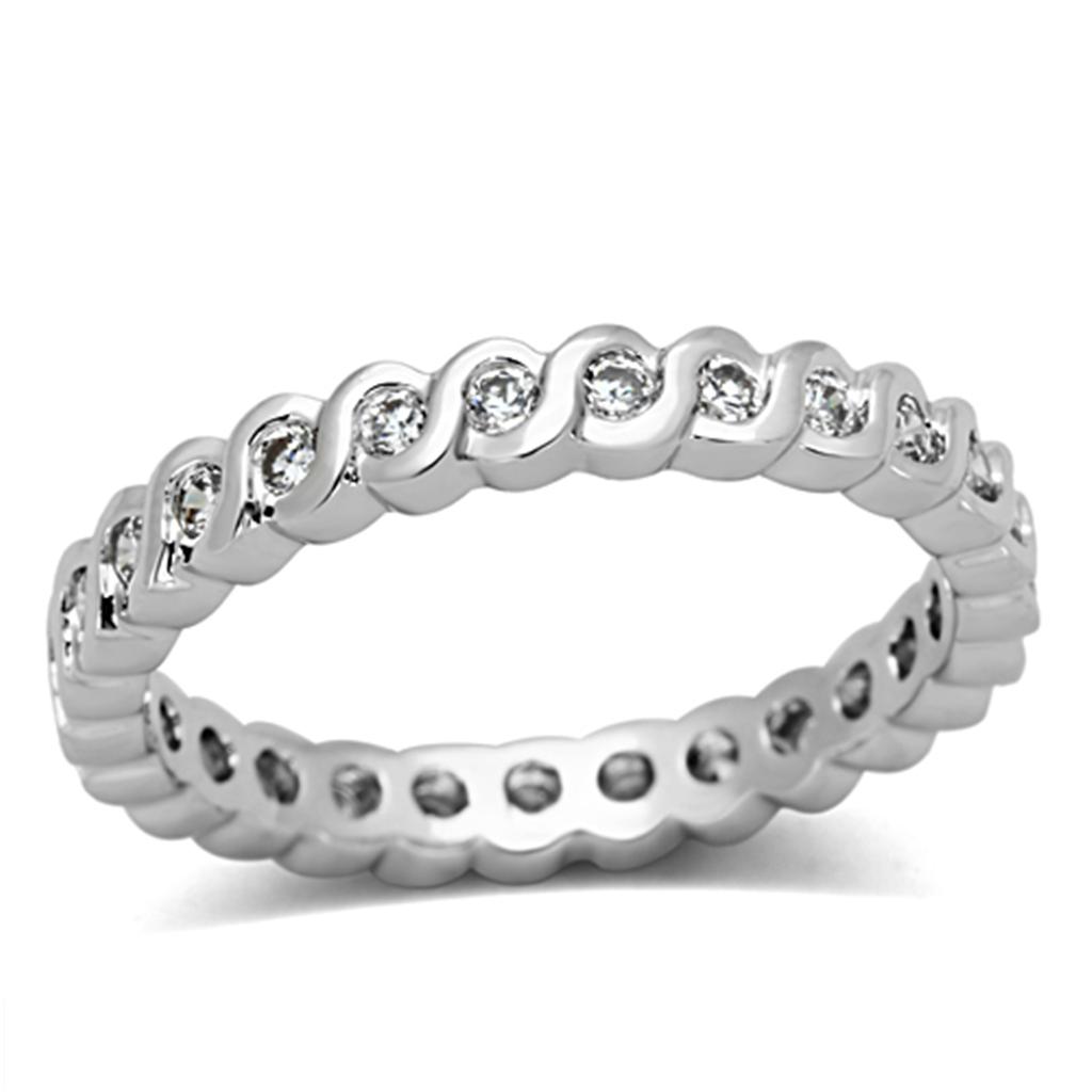 Rhodium Brass Ring with AAA Grade CZ  in Clear