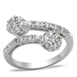 Rhodium Brass Ring with AAA Grade CZ  in Clear