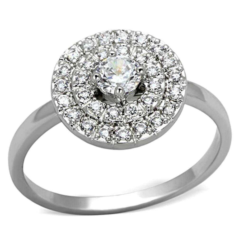 Rhodium Brass Ring with AAA Grade CZ  in Clear