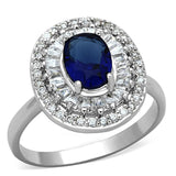 Rhodium Brass Ring with Synthetic Synthetic Glass in Sapphire
