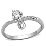 Rhodium Brass Ring with AAA Grade CZ  in Clear