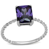 Rhodium Brass Ring with AAA Grade CZ  in Amethyst