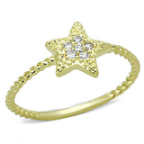 Gold Brass Ring with AAA Grade CZ  in Clear