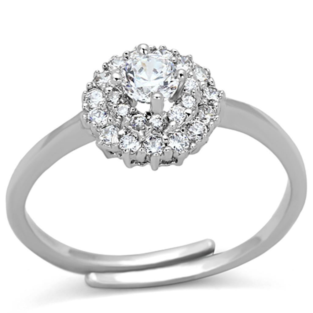 Rhodium Brass Ring with AAA Grade CZ  in Clear