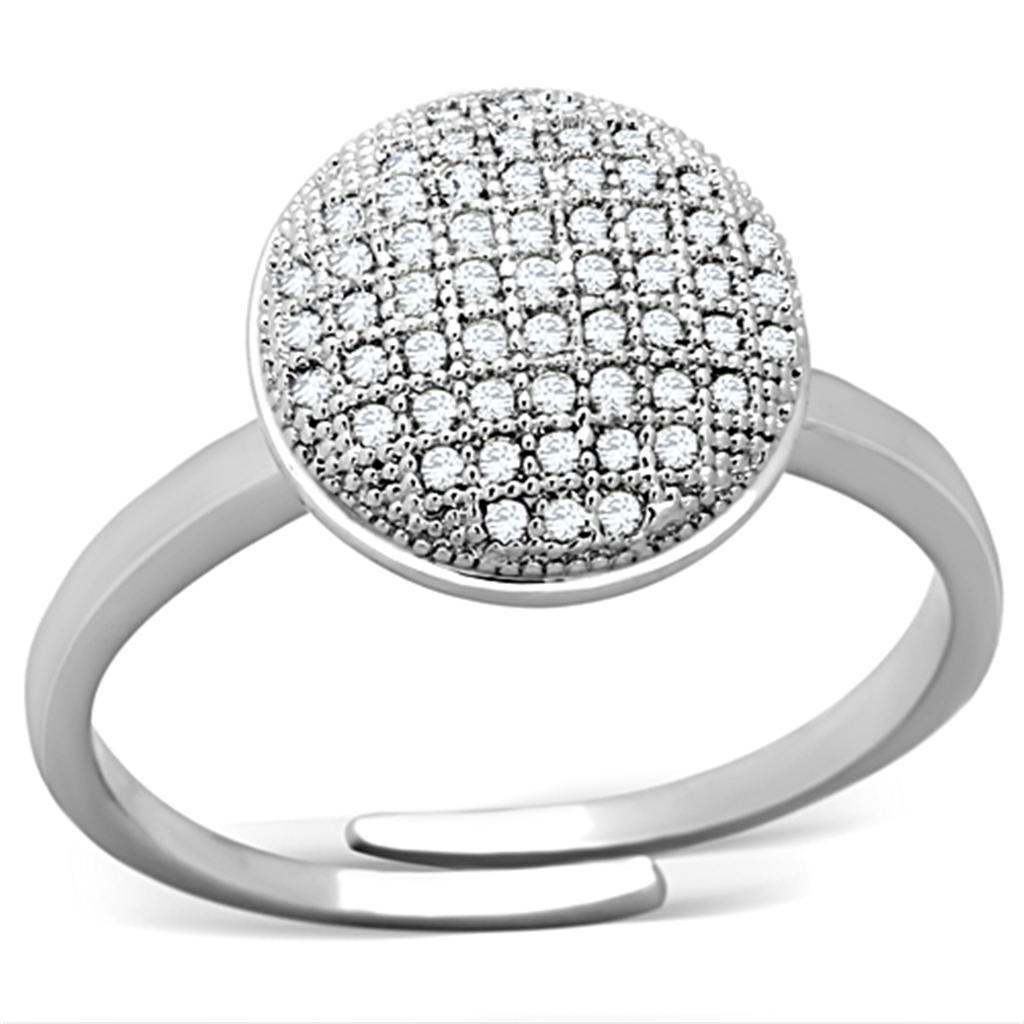 Rhodium Brass Ring with AAA Grade CZ  in Clear