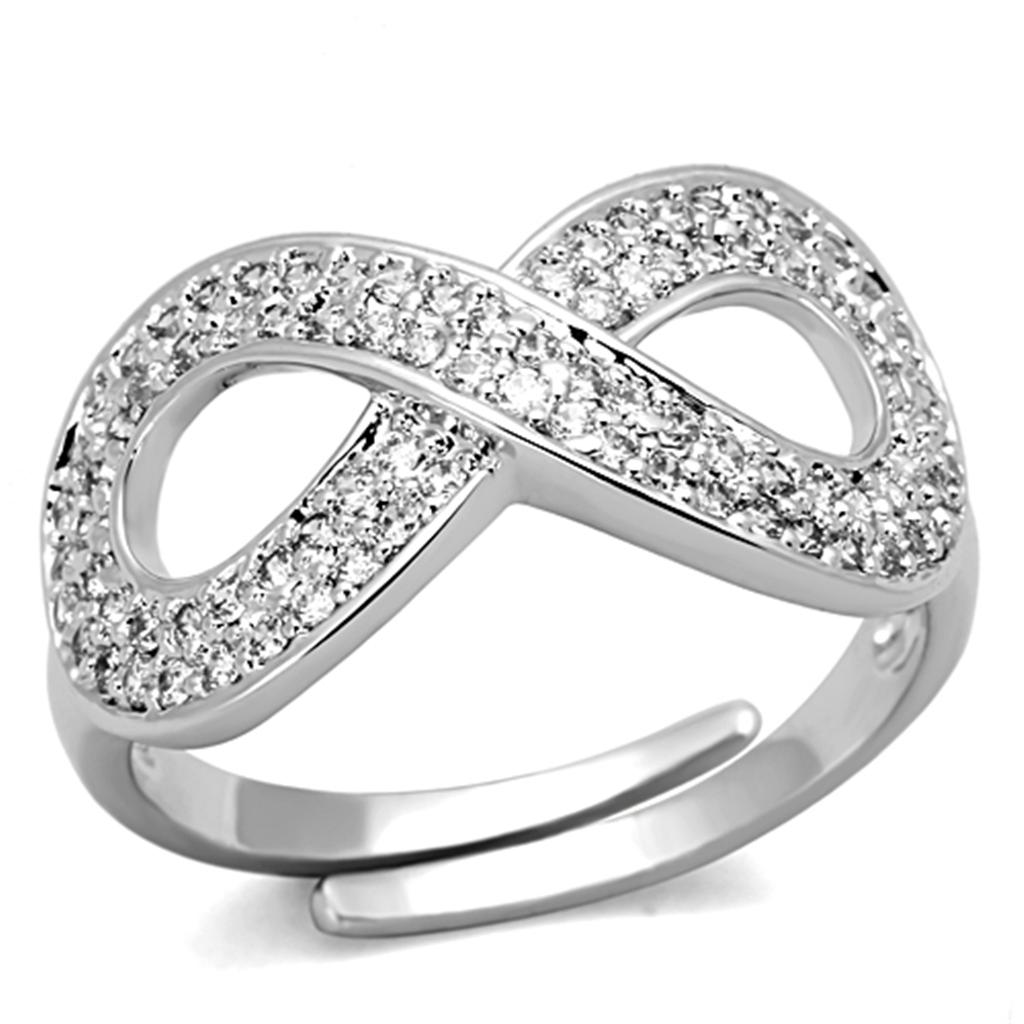 Rhodium Brass Ring with AAA Grade CZ  in Clear