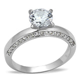 Rhodium Brass Ring with AAA Grade CZ  in Clear