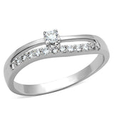 Rhodium Brass Ring with AAA Grade CZ  in Clear