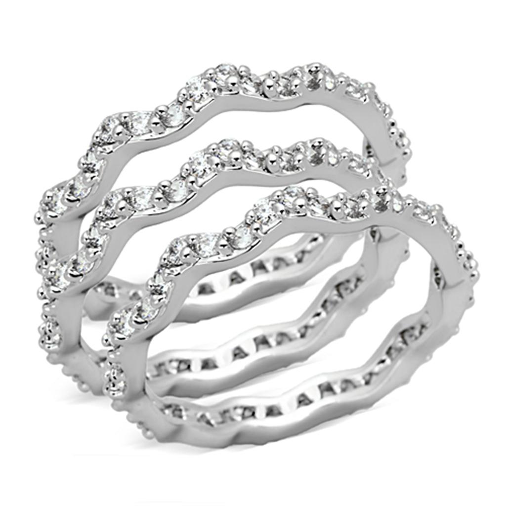 Rhodium Brass Ring with AAA Grade CZ  in Clear