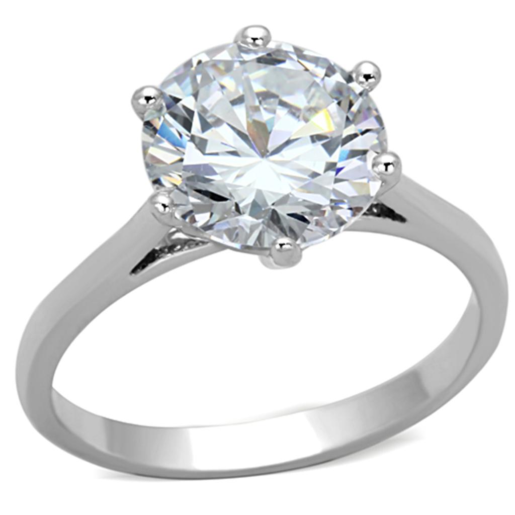 Rhodium Brass Ring with AAA Grade CZ  in Clear