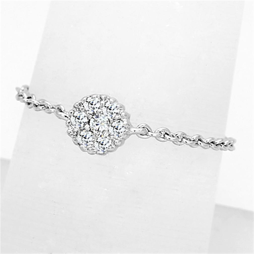 Rhodium Brass Ring with AAA Grade CZ  in Clear
