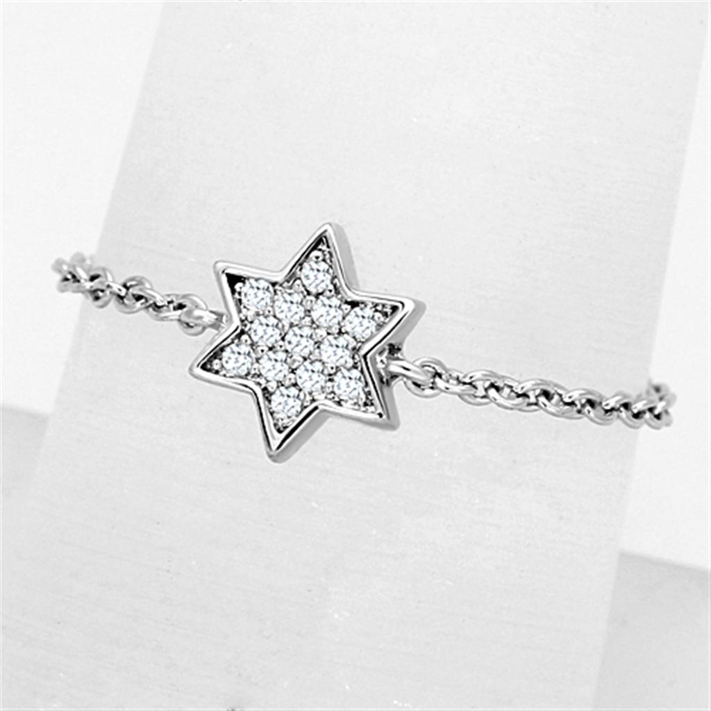 Rhodium Brass Ring with AAA Grade CZ  in Clear