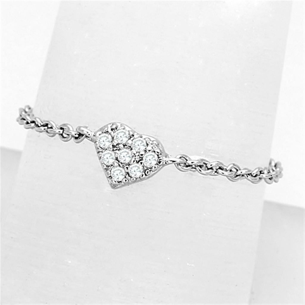 Rhodium Brass Ring with AAA Grade CZ  in Clear
