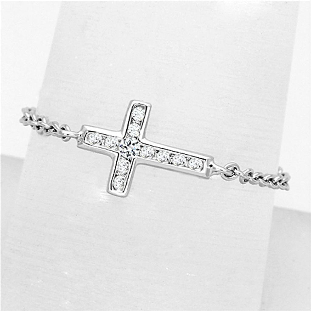 Rhodium Brass Ring with AAA Grade CZ  in Clear