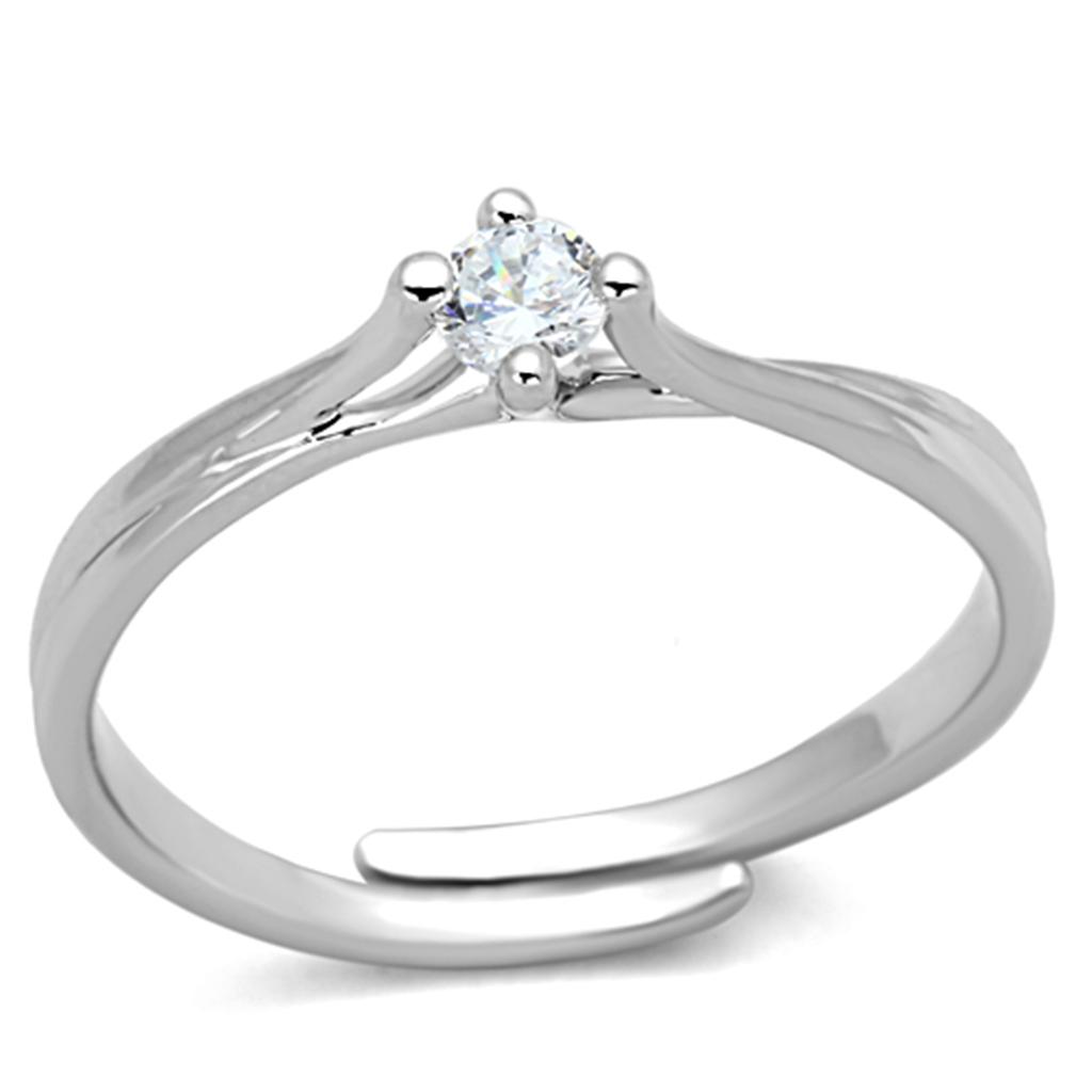 Rhodium Brass Ring with AAA Grade CZ  in Clear