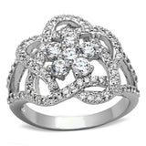 Rhodium Brass Ring with AAA Grade CZ  in Clear