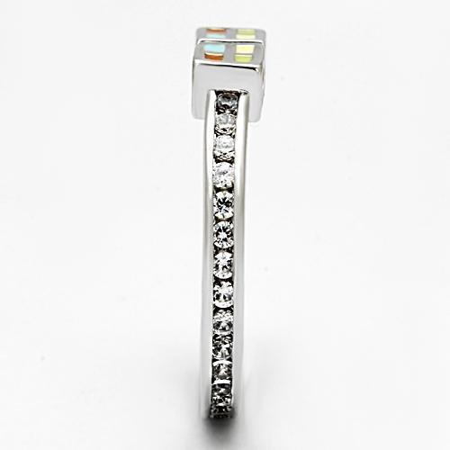 Rhodium Brass Ring with AAA Grade CZ  in Clear