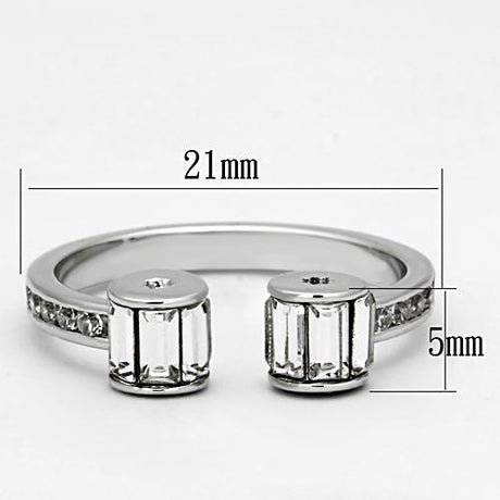 Rhodium Brass Ring with Top Grade Crystal  in Clear