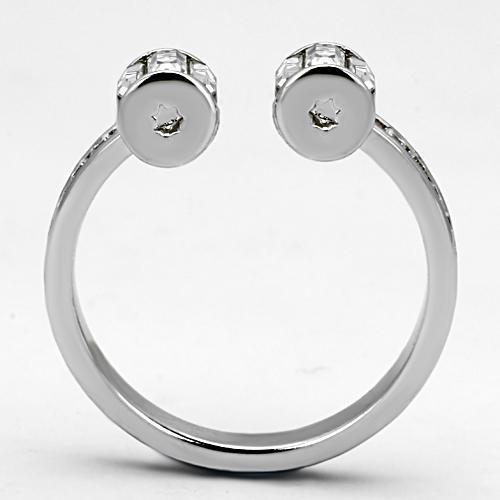Rhodium Brass Ring with Top Grade Crystal  in Clear