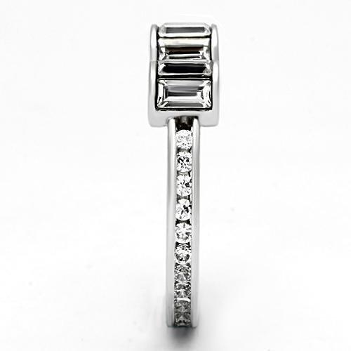 Rhodium Brass Ring with Top Grade Crystal  in Clear
