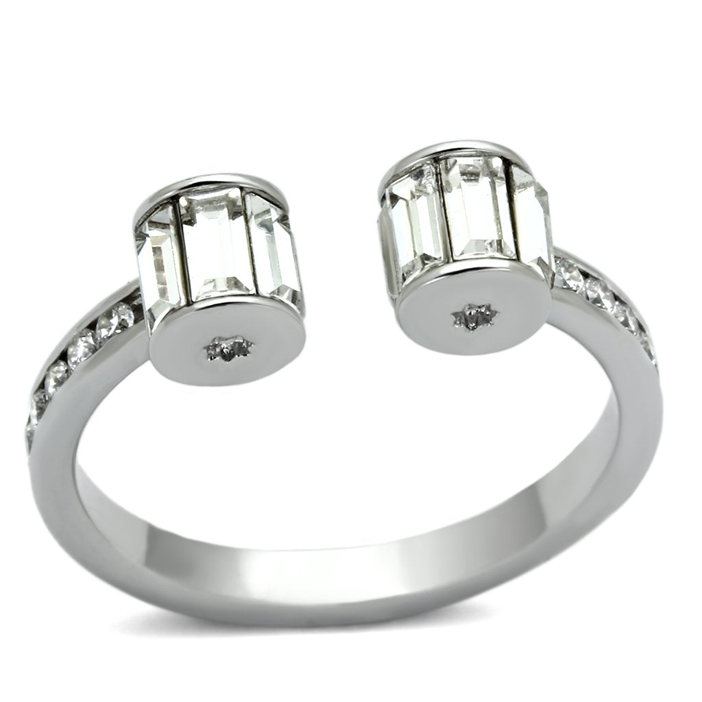 Rhodium Brass Ring with Top Grade Crystal  in Clear