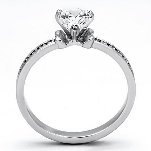 Rhodium Brass Ring with AAA Grade CZ  in Clear